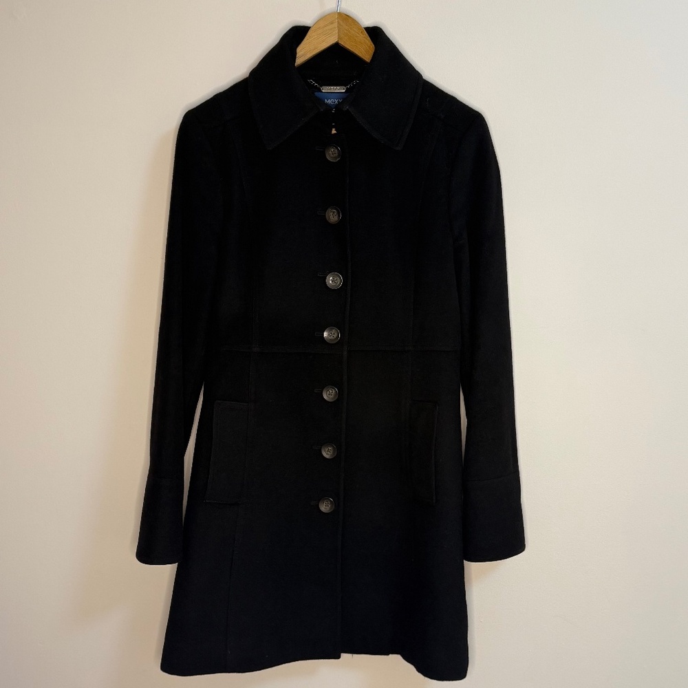Mexx black wool & lama coat - Size 8